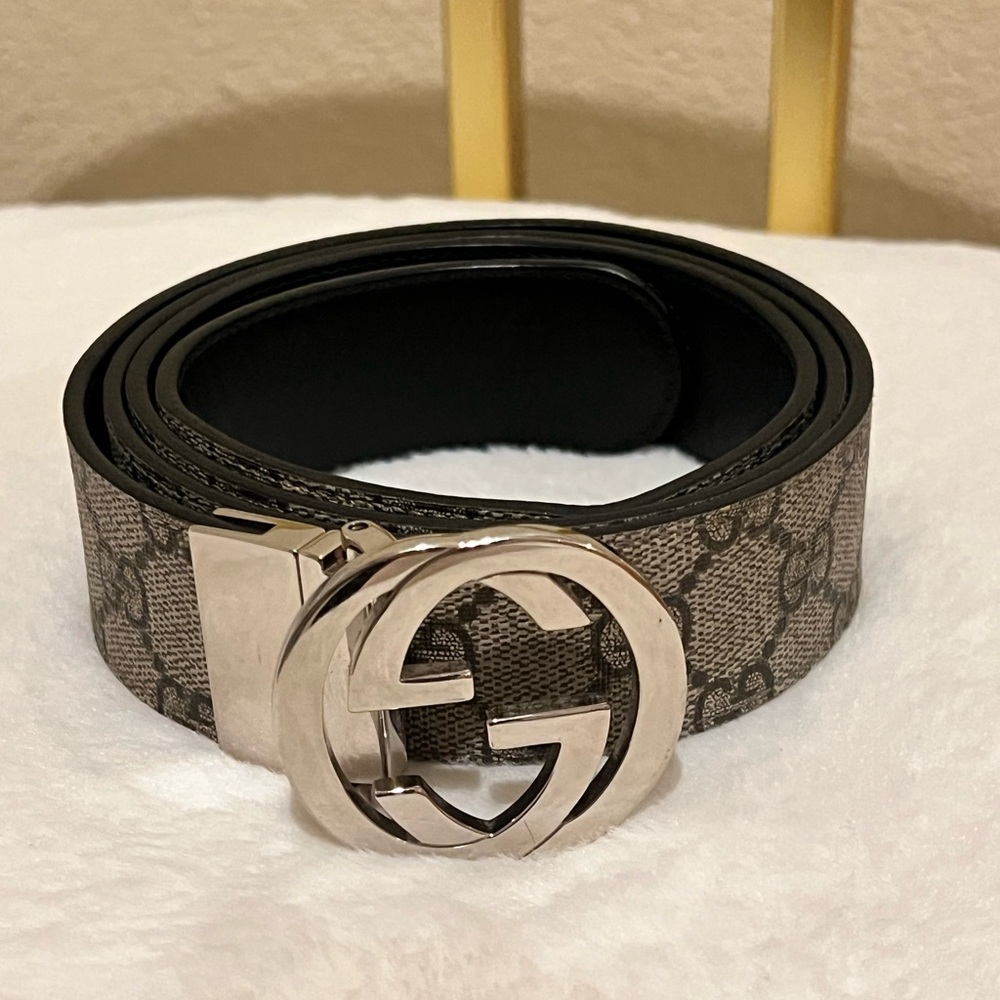 Gucci Black Neutral Interlocking G-buckle Reversible Belt